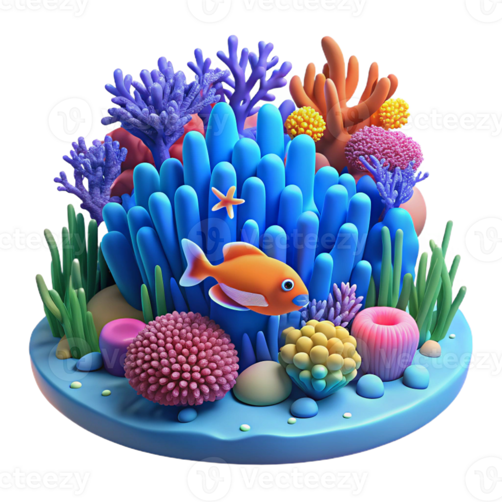 serene abstract A vibrant coral reef teeming with fish, underwater scene, blue lighting, vibrant style, original png