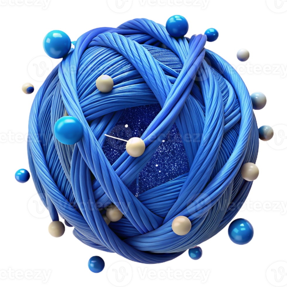 vibrant artistic Tangled Blue Threads Cutout with Realistic Texture high resolution png