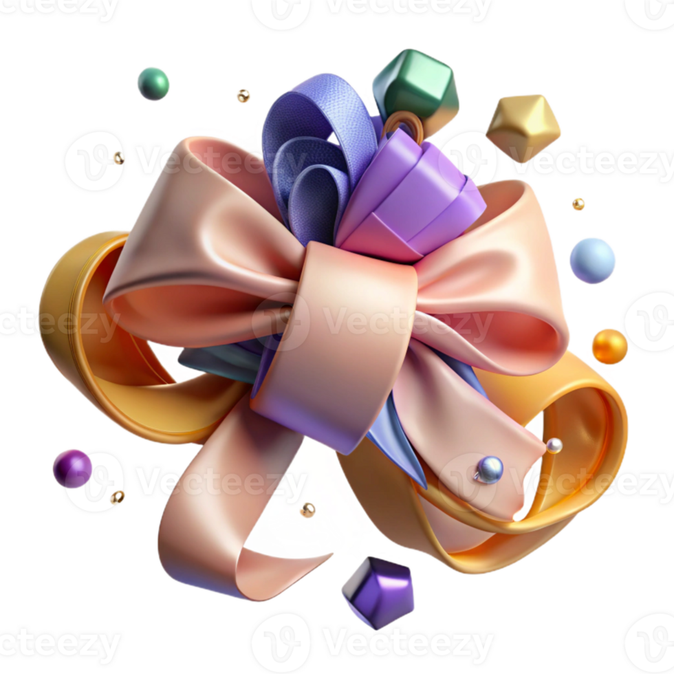 elegant creative Tangled Ribbon with Bow Close Up Cutout exclusive png