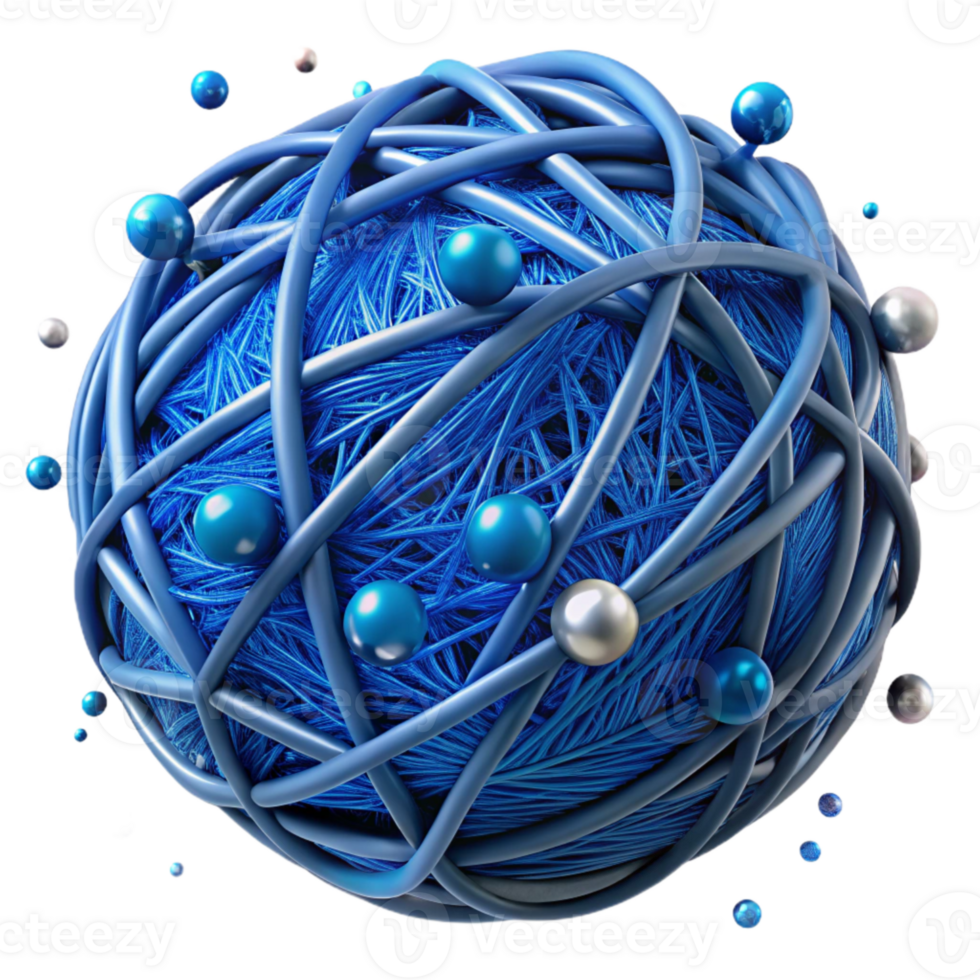 serene modern Tangled Blue Threads Cutout with Realistic Texture premium png