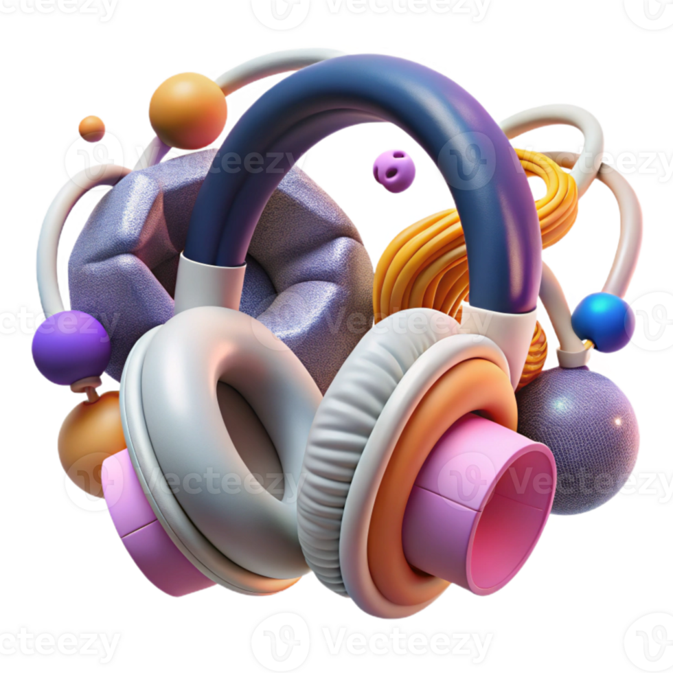 wonderful classic Tangled Headphones with Knots Isolated Element original png