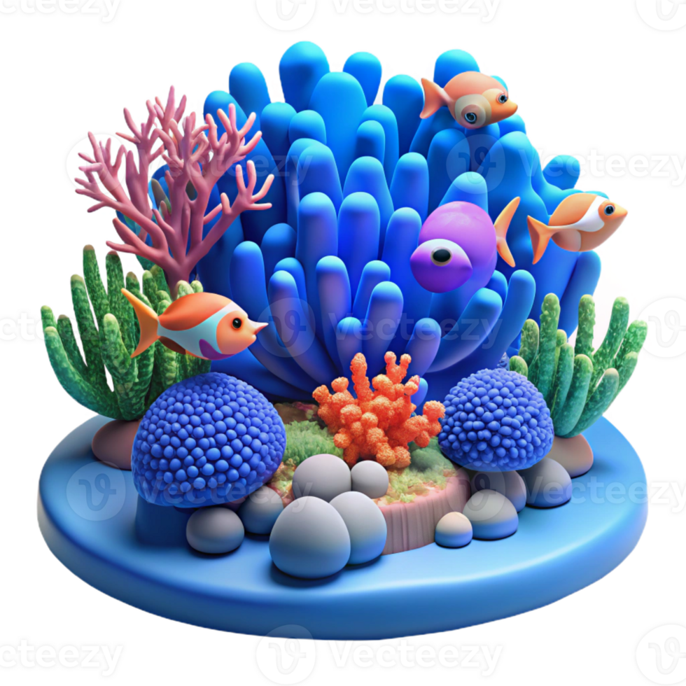 wonderful artistic A vibrant coral reef teeming with fish, underwater scene, blue lighting, vibrant style, premium png