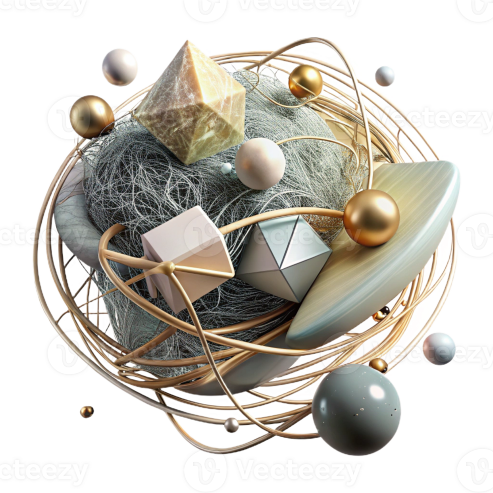 elegant abstract Tangled String with Knots Closeup Cutout detailed png