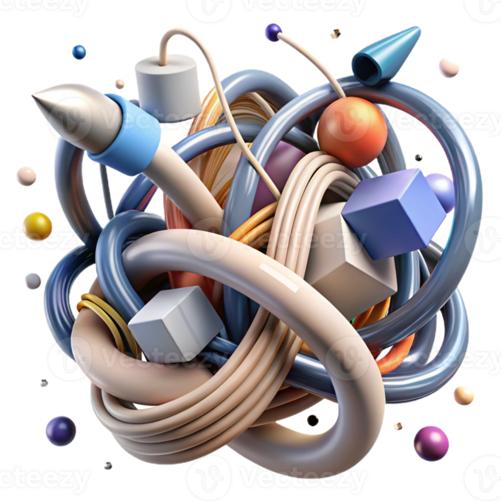 dramatic creative Tangled Wires and Cables in Abstract Form Cutout authentic png