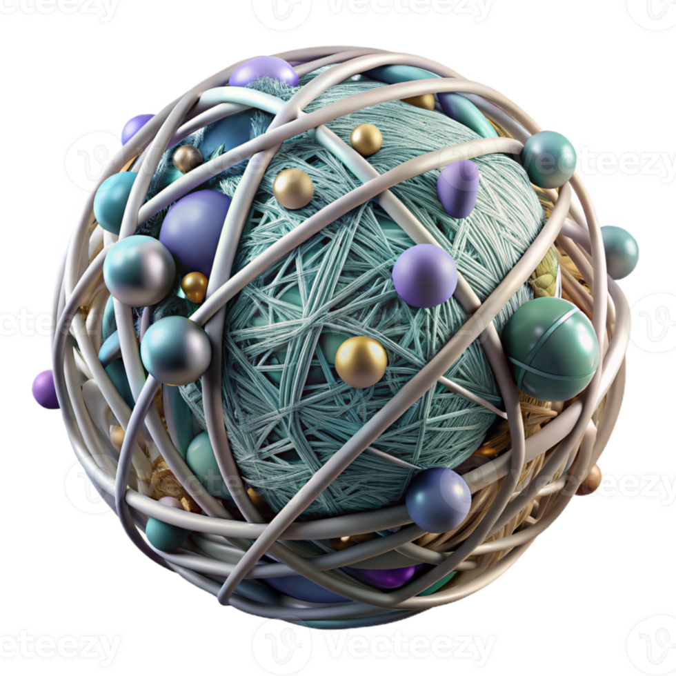 vibrant creative Tangled Thread Ball Cutout Transparent Background authentic png
