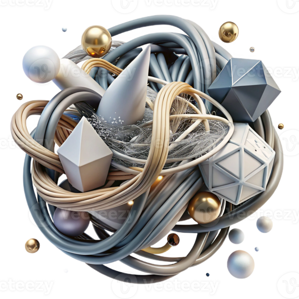 elegant classic Tangled Wires and Cables in Abstract Form Cutout professional png
