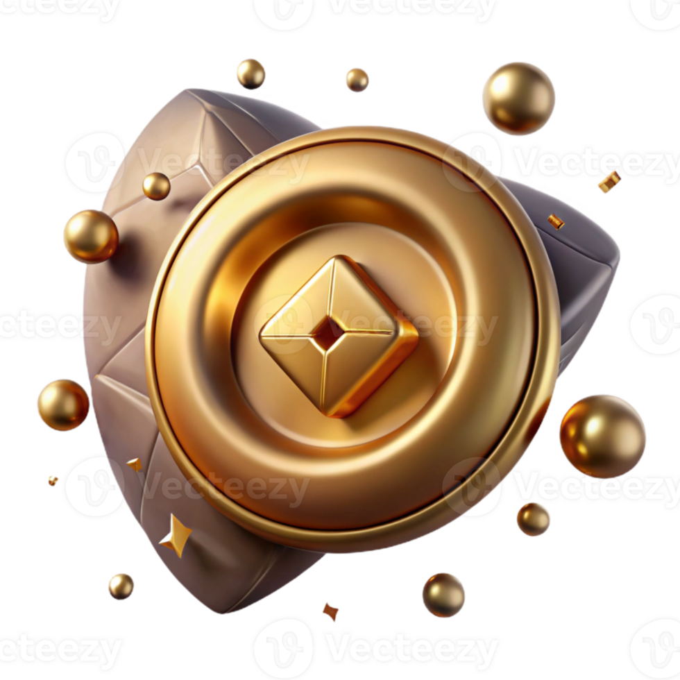 vibrant modern Tarnished Brass Button Front View Transparent Element authentic png
