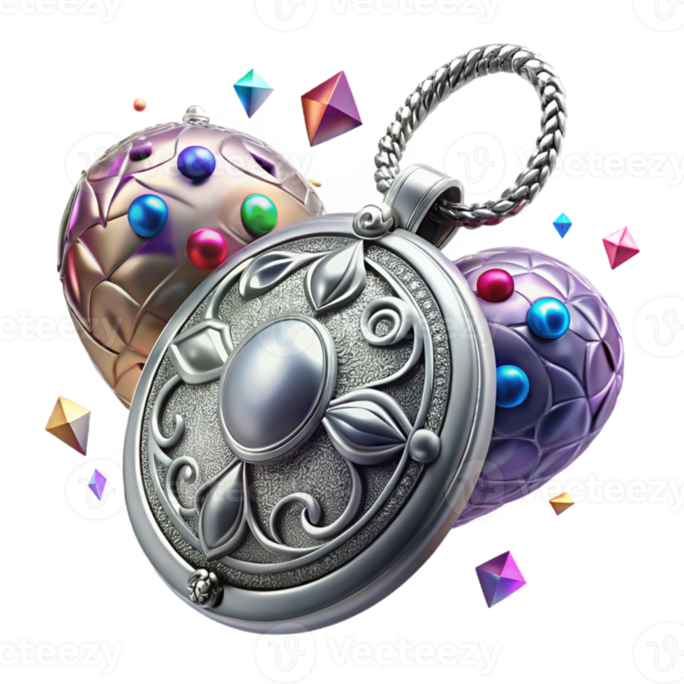 extraordinary contemporary Tarnished Silver Locket Cutout with Ornate Design detailed png