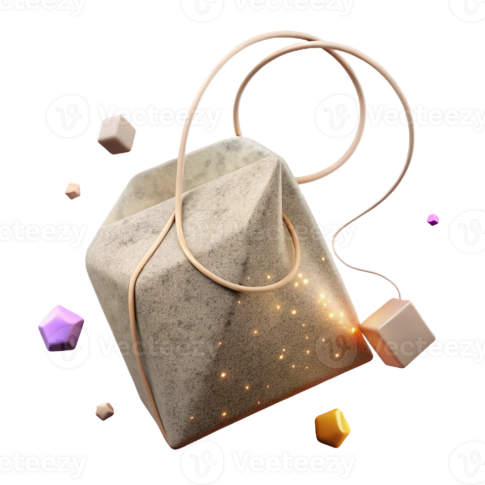 magnificent traditional Tea Bag Side View with String Cutout authentic png
