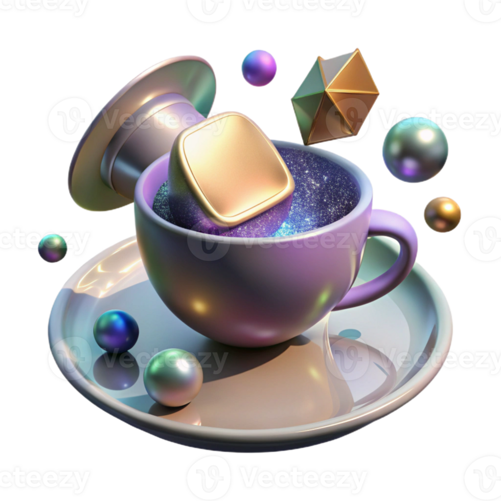 elegant traditional Teacup with Saucer Top View Transparent Element authentic png