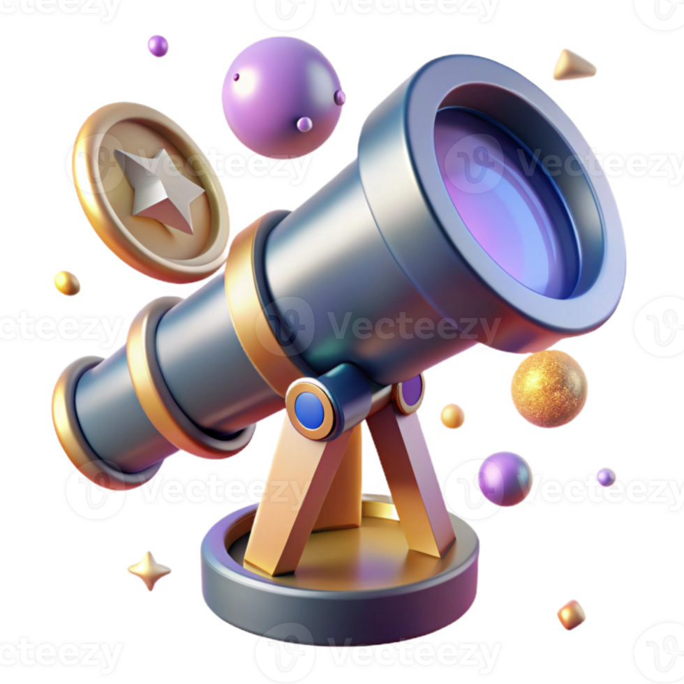 dramatic artistic Telescope Lens Cutout with Reflective Surface premium png