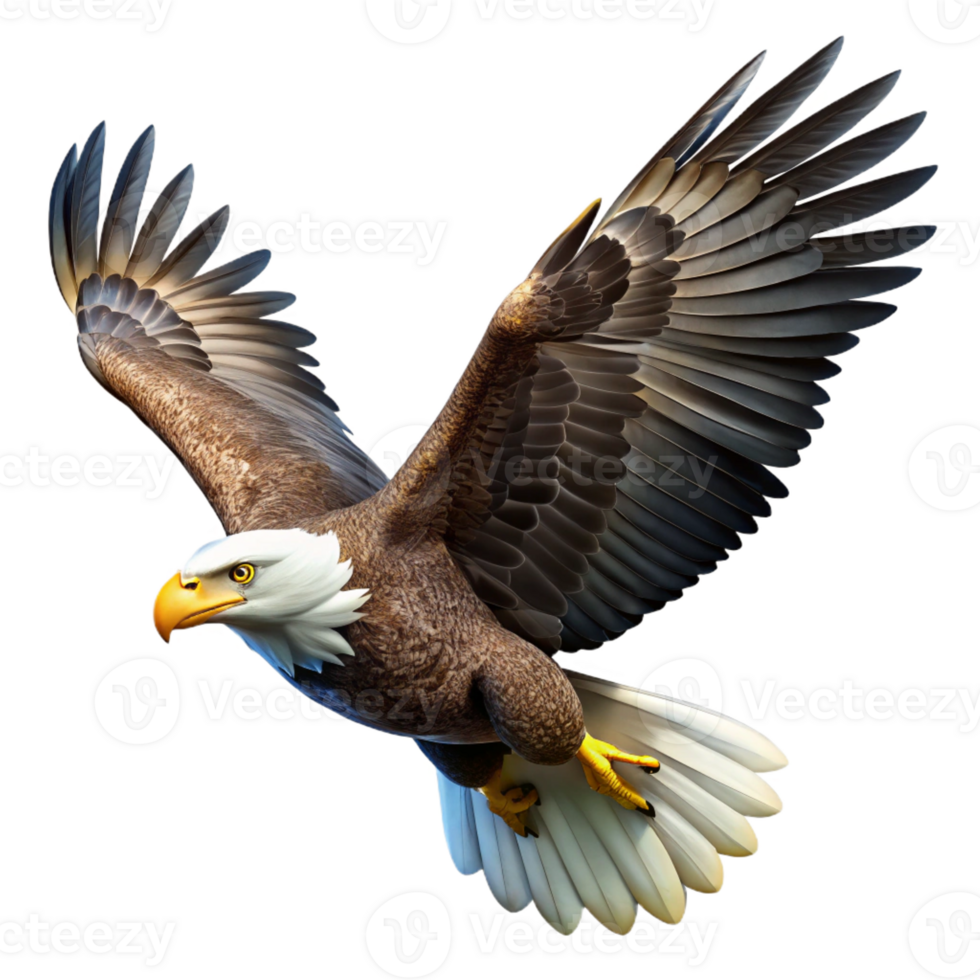 stunning abstract A majestic bald eagle soaring through the sky, sharp talons, dynamic pose, bright sunlight. Photorealistic style 4K png