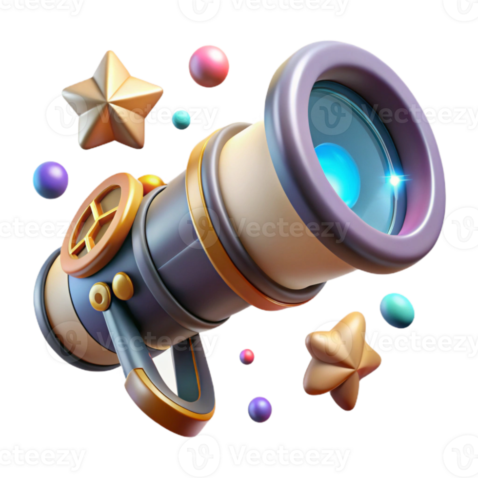 vibrant creative Telescope Lens with Light Flare Isolated high resolution png