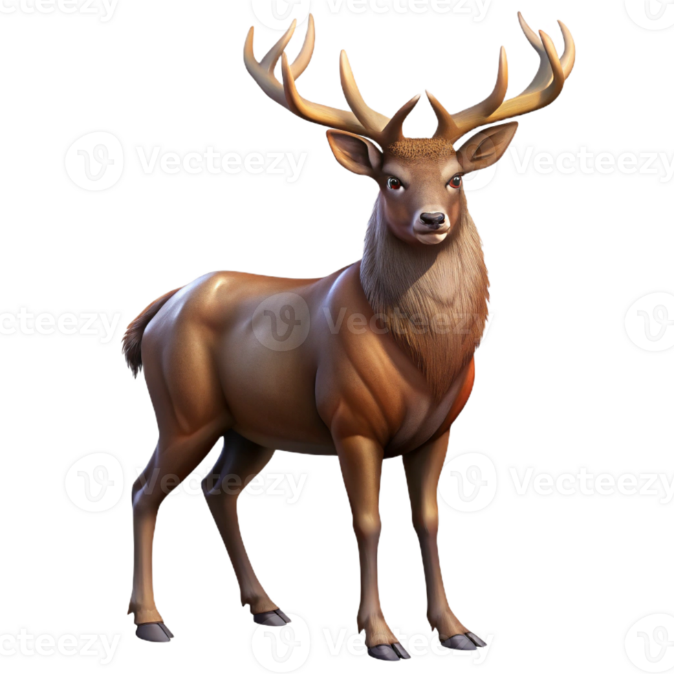 wonderful abstract A majestic stag with large antlers, standing in a forest clearing, dappled sunlight, realistic painting style authentic png