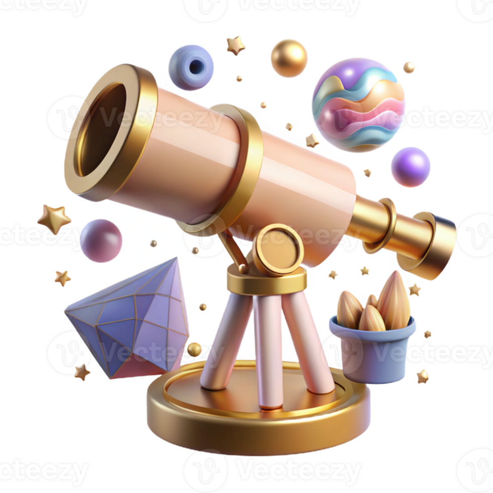 magnificent minimalist Telescope Cutout with Detailed Lens and Mount original png