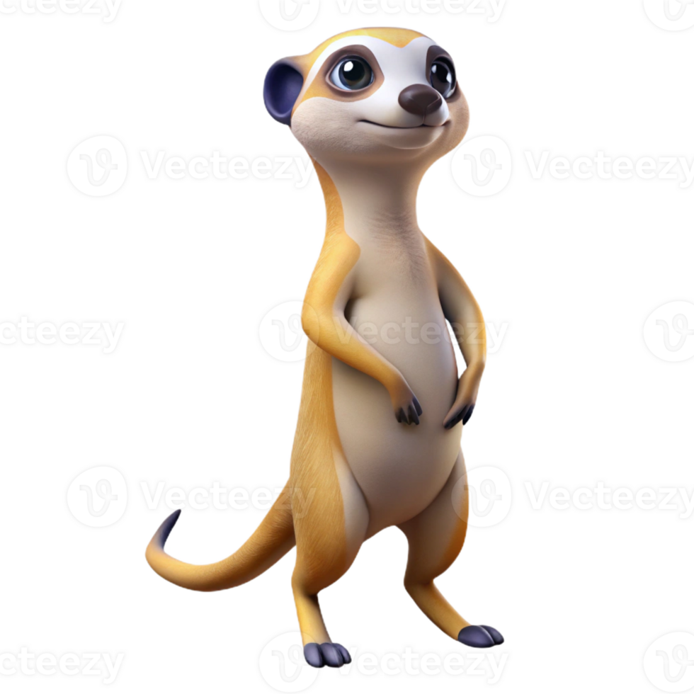 beautiful artistic A curious meerkat standing on its hind legs, scanning the horizon, in a comical, wildlife photography style original png