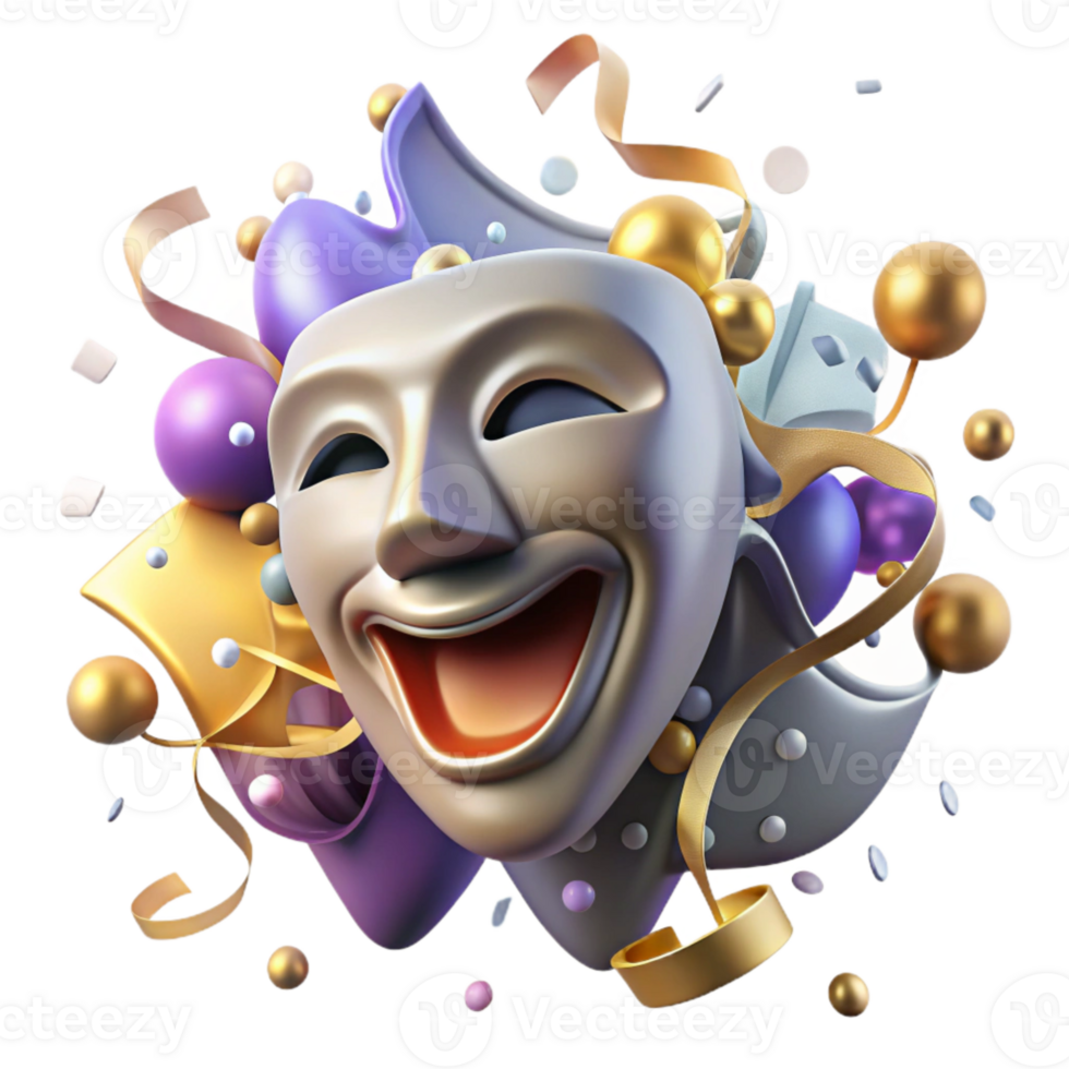 extraordinary abstract Theater Mask Isolated with Dramatic Expression premium png