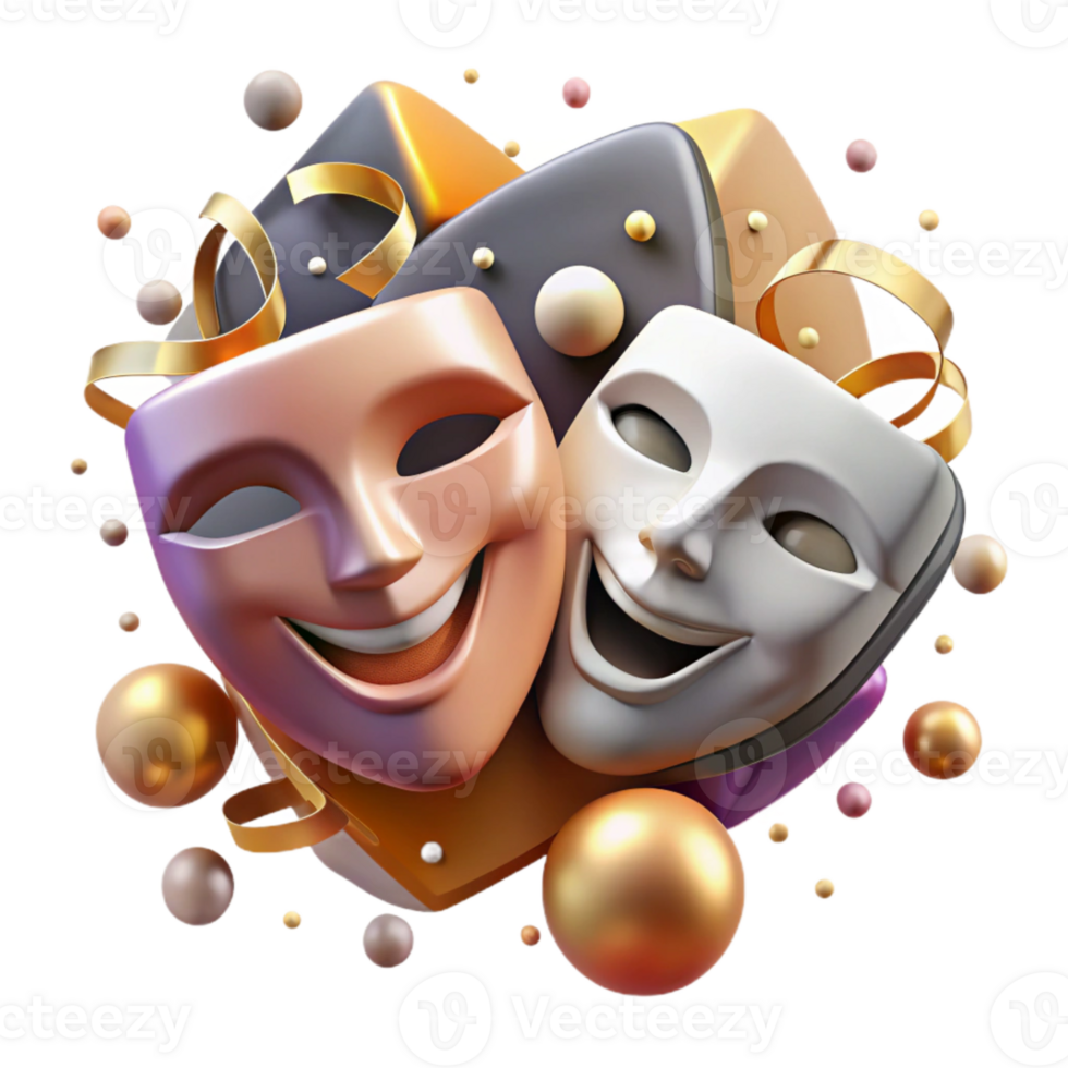impressive rustic Theater Masks Cutout with Dramatic Expressions exclusive png