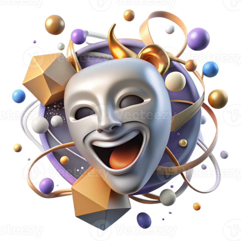 extraordinary minimalist Theater Mask Isolated with Dramatic Expression professional png