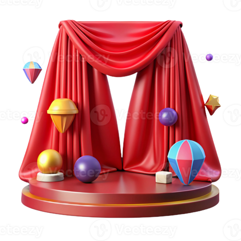 extraordinary minimalist Theater Stage Curtains Red Velvet Isolated professional png