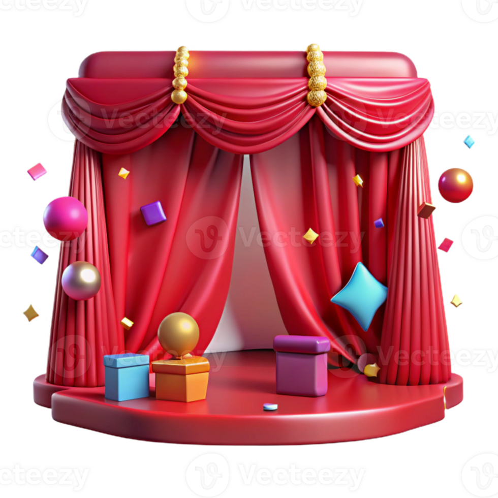 stunning classic Theater Stage Curtains Red Velvet Isolated authentic png