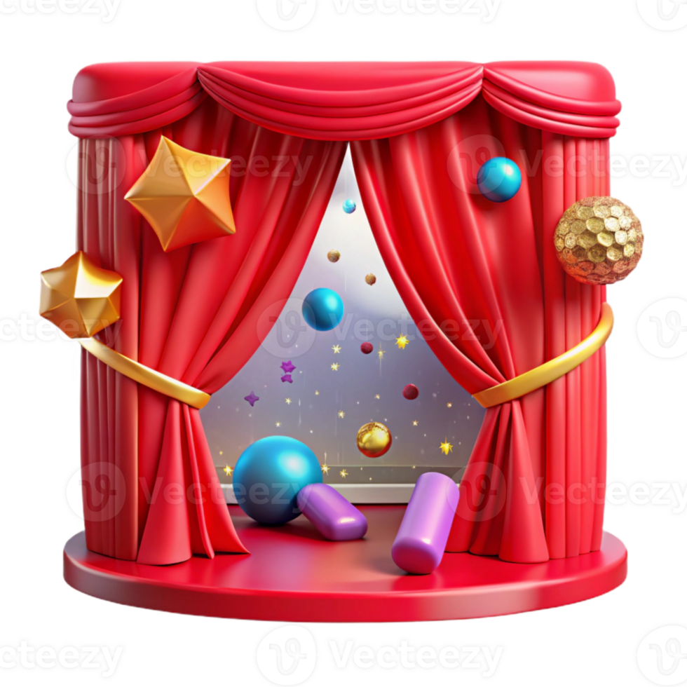serene minimalist Theater Stage Curtains Red Velvet Isolated high resolution png