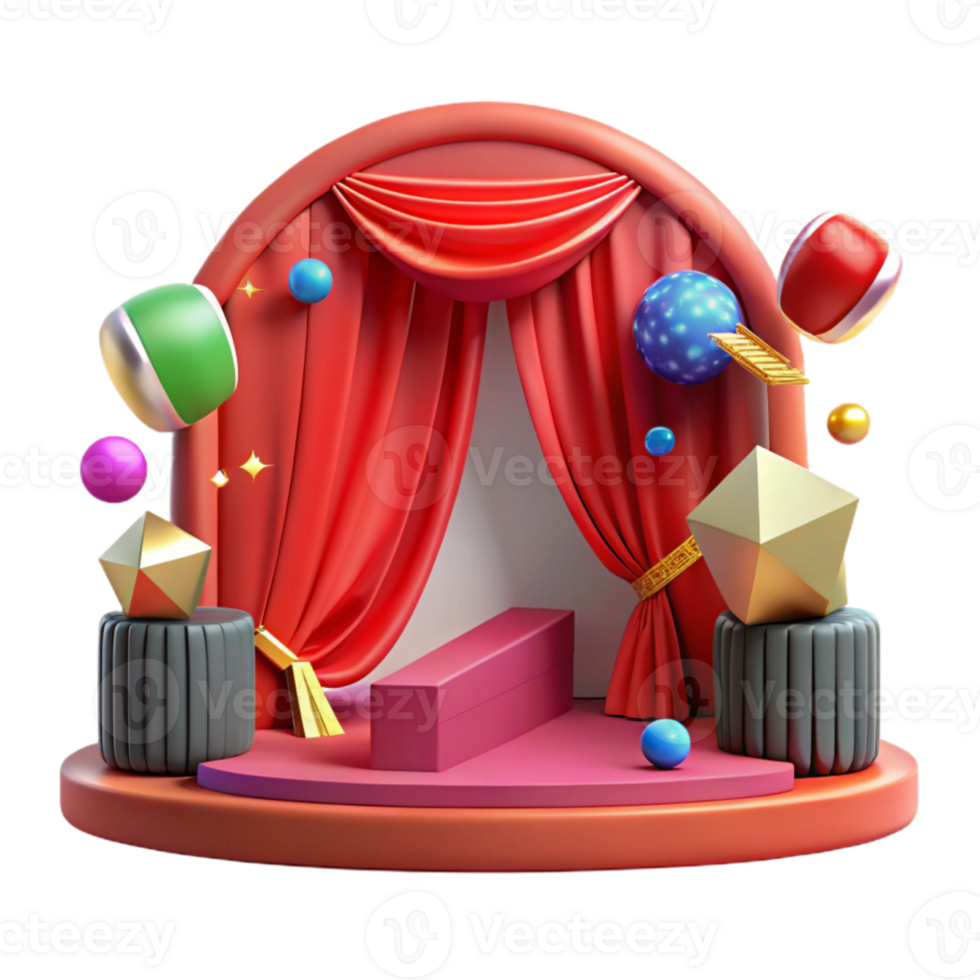 extraordinary artistic Theater Stage with Red Curtain Transparent detailed png