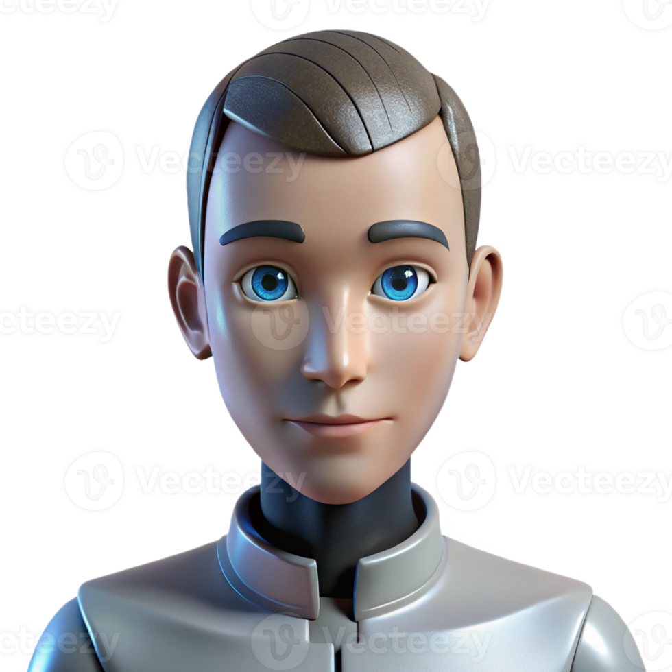 magnificent rustic A humanoid robot with realistic skin and expressive eyes, portrait style, uncanny valley effect professional png