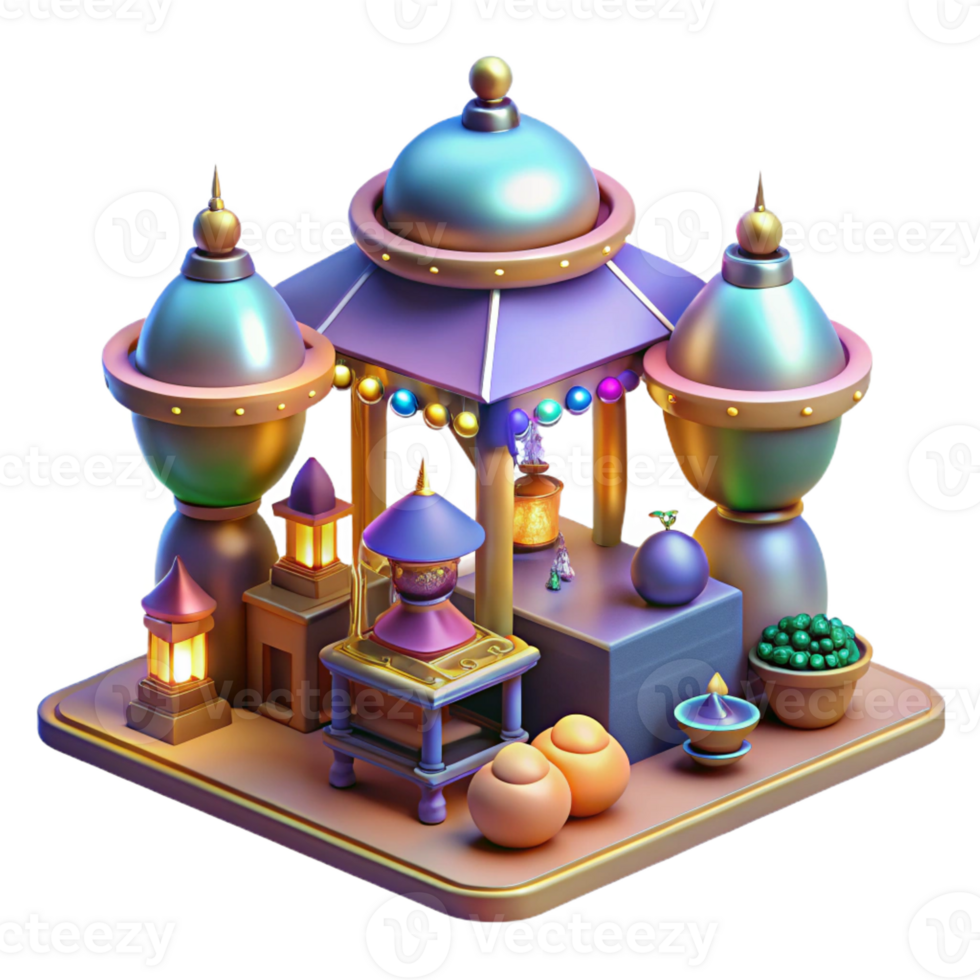 impressive vintage A futuristic marketplace, filled with vendors selling exotic alien goods. Warm, vibrant lighting. Orientalist style professional png