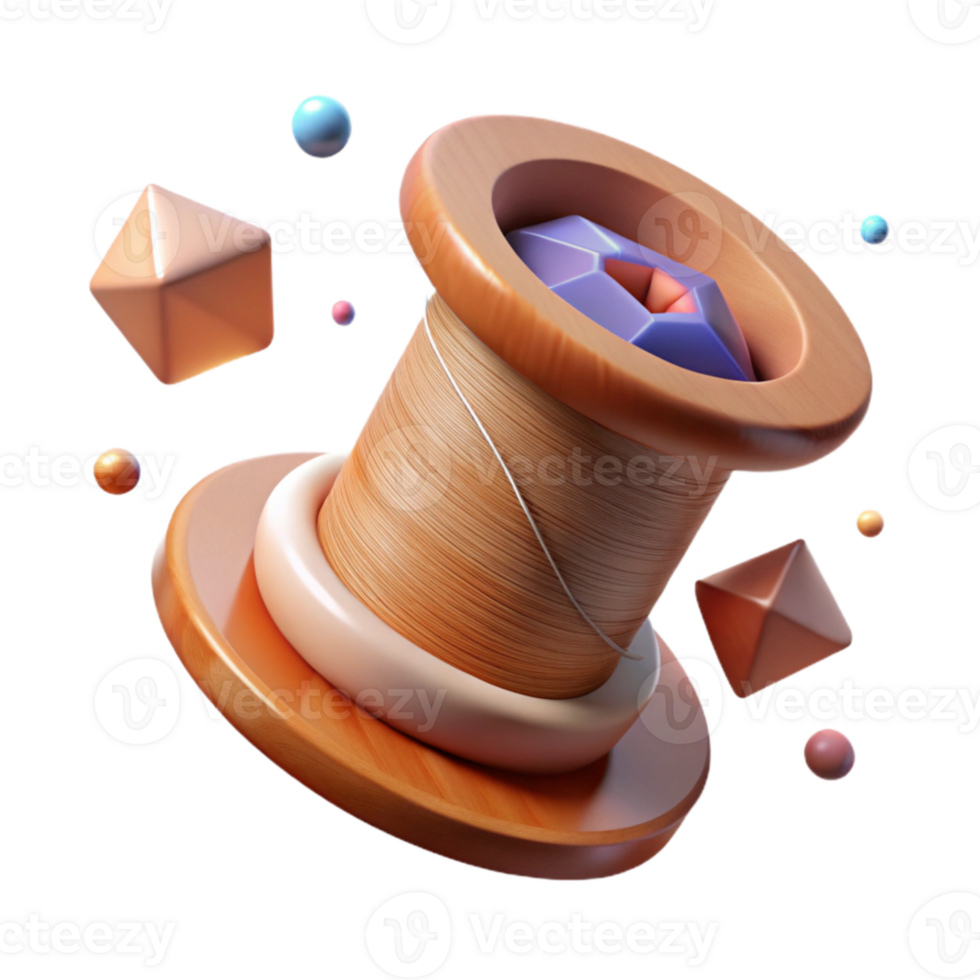 stunning rustic Thread on a Wooden Spool Isolated Rustic Style authentic png