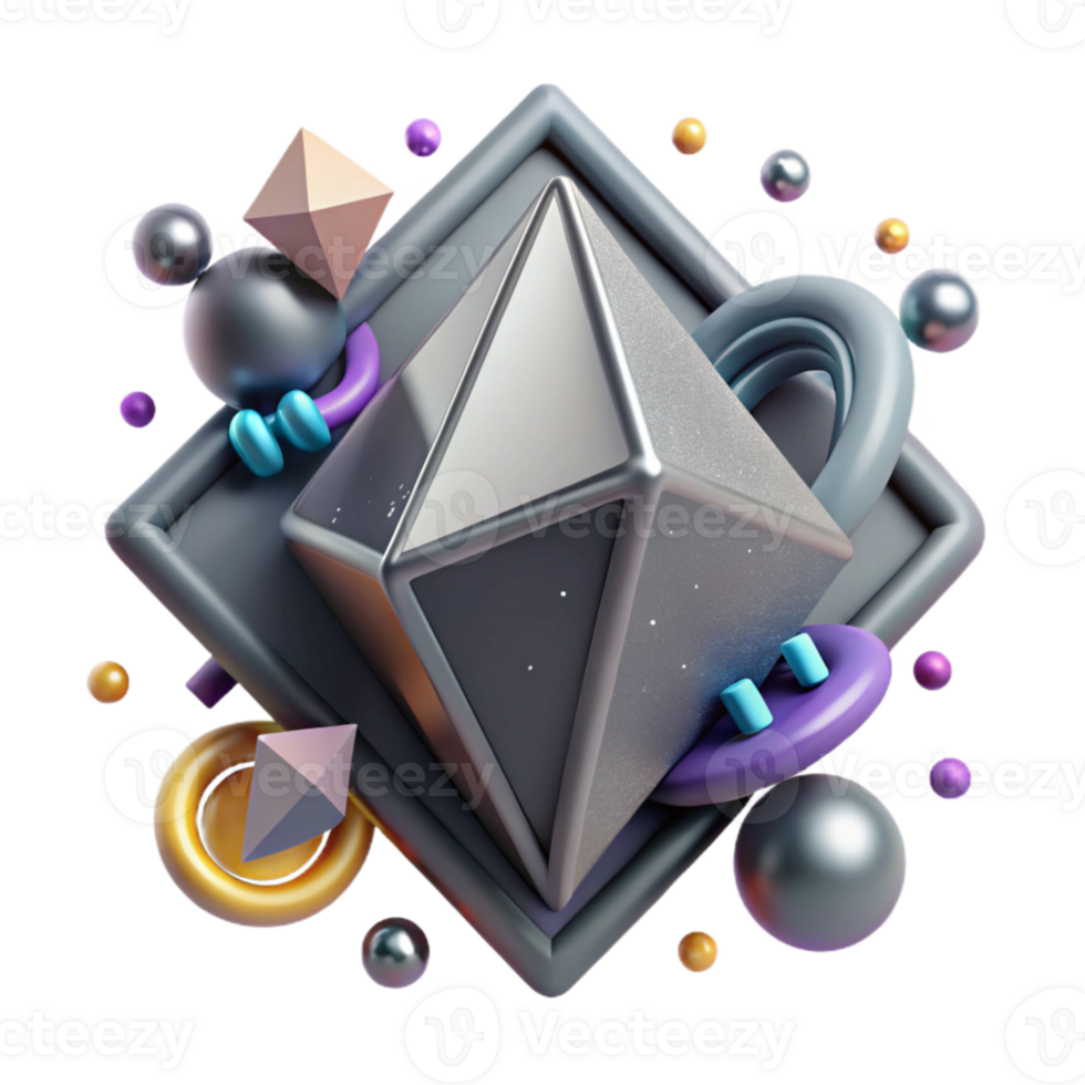 impressive abstract Titanium Gray Geometric Icon Isolated Element original png