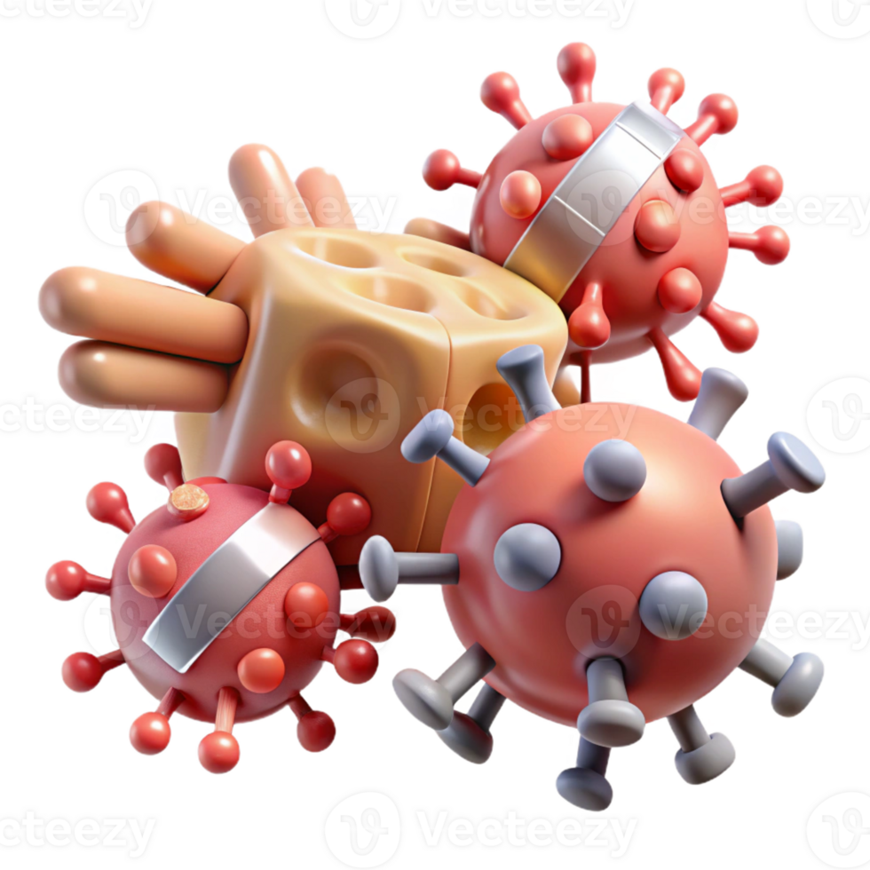 beautiful vintage A group of nanobots repairing damaged tissue, microscopic view, medical illustration style professional png
