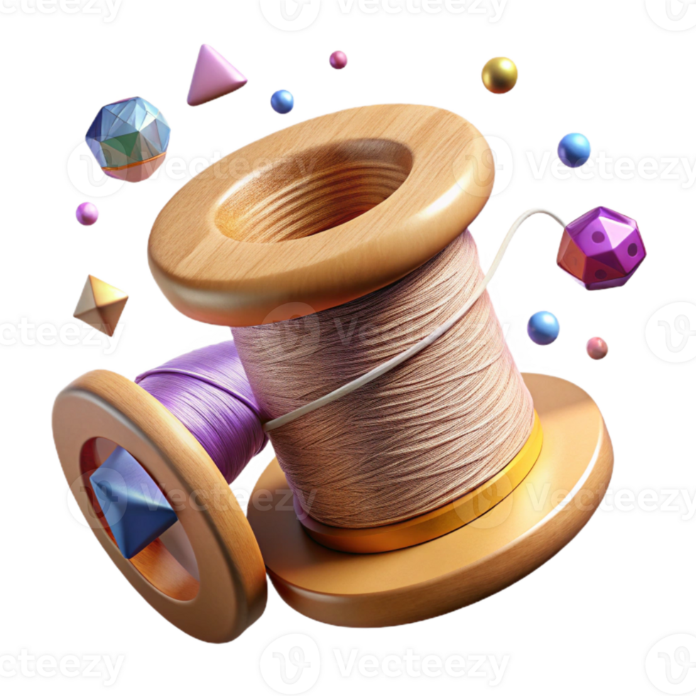 impressive creative Thread on a Vintage Spool Isolated Antique Style high quality png