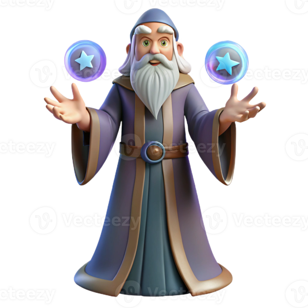 stunning classic A wise old wizard with a long white beard, casting a spell from his outstretched hands, surrounded by arcane symbols. Ethereal lighting, painterly style exclusive png
