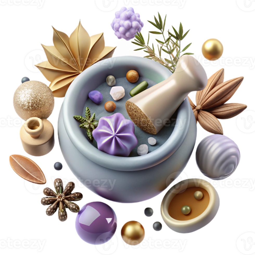 beautiful traditional Top View Healing Herbs and Spices Cutout original png