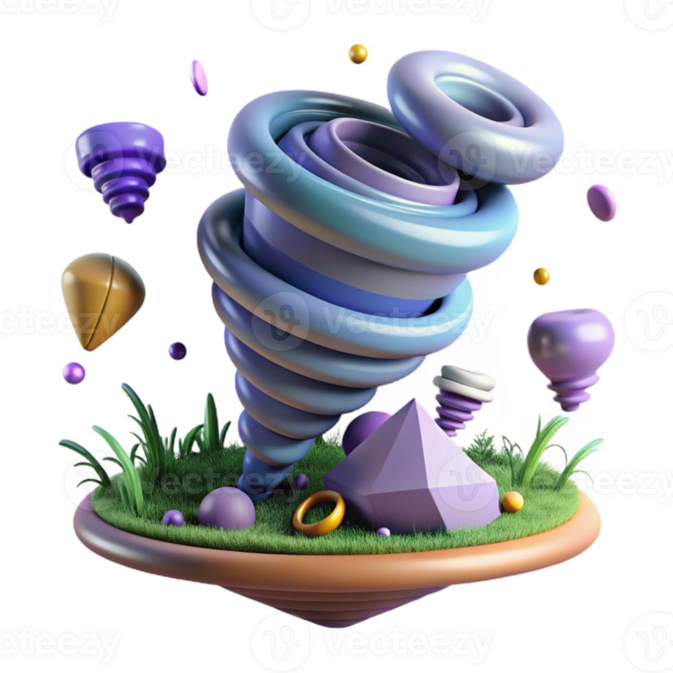vibrant contemporary Tornado Swirling in Open Field Isolated high resolution png