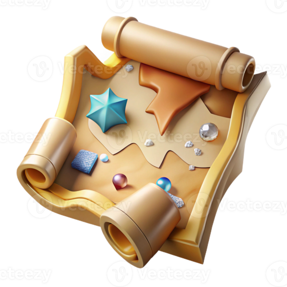 beautiful traditional Torn Treasure Map Cutout with Missing Pieces high resolution png