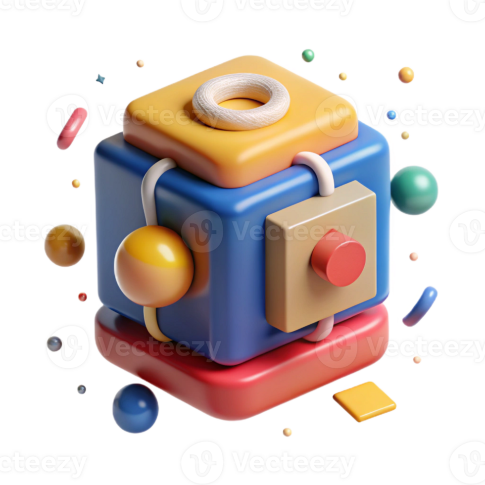 dramatic minimalist Toy Block Cutout with Primary Colors png