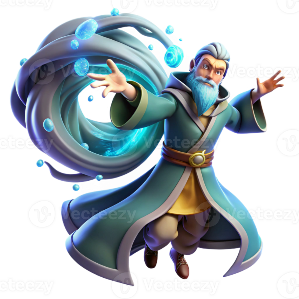 extraordinary modern A powerful sorcerer conjuring a swirling vortex of magical energy, his robes billowing in the wind. Dynamic lighting, digital painting style professional png