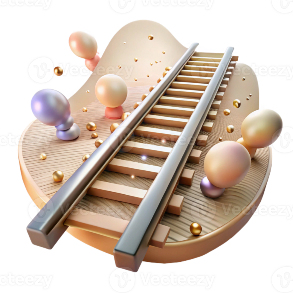 elegant abstract Train Tracks Cutout with Metal Rails authentic png