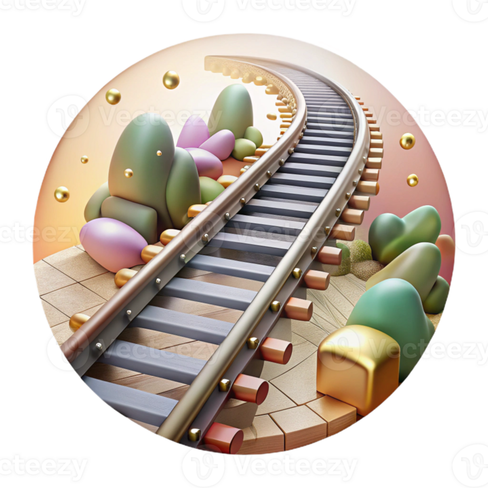 impressive modern Train Tracks Cutout with Metal Rails genuine png