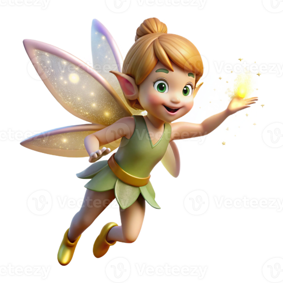 magnificent abstract A mischievous pixie with shimmering wings, sprinkling pixie dust from its fingertips, creating a trail of sparkling light. Soft lighting, whimsical style high quality png