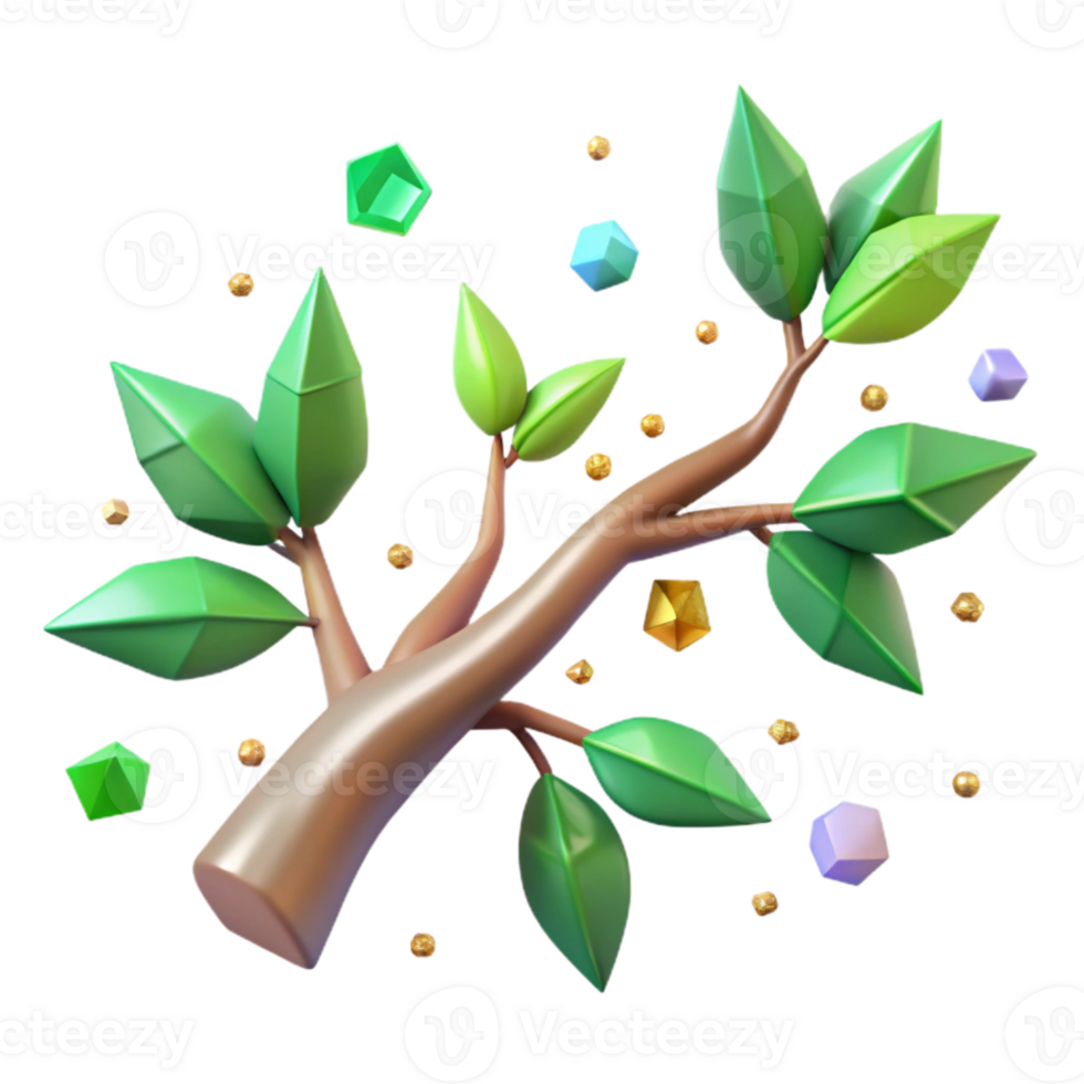 wonderful traditional Tree Branch with Green Leaves Isolated Element authentic png