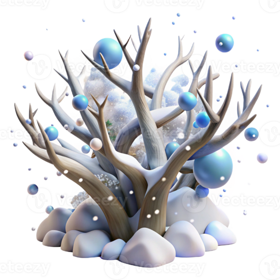 extraordinary modern Tree Branches Covered in Snow Blown by Whispering Winds Isolated high quality png