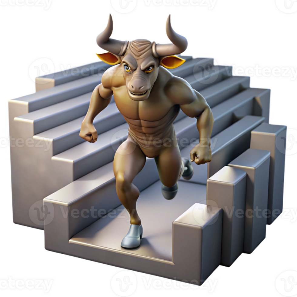 elegant artistic A powerful Minotaur, half man, half bull, charging through a labyrinth of twisting corridors, lit by strategically placed shafts of light. Gritty realism style premium png