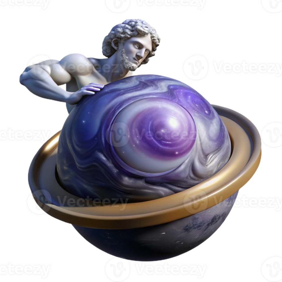 stunning modern A stoic Atlas, straining under the weight of the celestial sphere, depicted as a swirling galaxy. Dramatic, low-angle perspective. Renaissance painting style detailed png