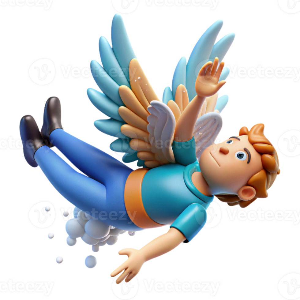 impressive artistic A whimsical depiction of Icarus, his wings melting as he falls towards the ocean, depicted as a swirling vortex below. Vibrant, Fauvist style 4K png