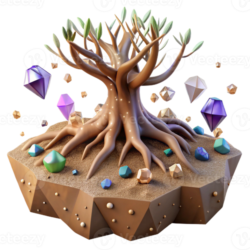 vibrant rustic Tree Roots in Soil Cutout with Transparent Background png