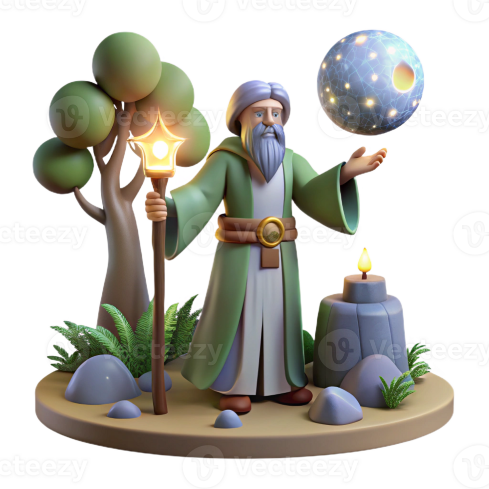 beautiful artistic A wise druid performing a ritual in a sacred grove, illuminated by the ethereal light of the moon and stars. Celtic art style genuine png