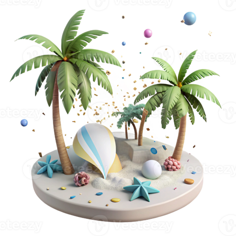 impressive vintage Tropical Beach with Palm Trees Cutout Transparent Background exclusive png